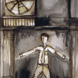AUSSER KONTROLLE. OUT OF CONTROL. 2006. charcoal and ink on paper. 33 x 24 cm. drama illustration