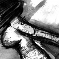 KARLA KEHRT ZURÜCK. KARLA RETURNS. 2008. graphite, ink and charcoal on handmade paper. 33 x 24 cm. drama illustration