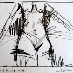 ES BRENNT WIEDER/IT'S BURNING AGAIN. 2009. graphit on handmade paper. 30 x 21 cm