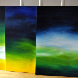 LATE SUMMER IN THE HAMPTONS. 2021. triptych and statement-piece. 380 x 150 x 4,5 cm