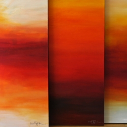 FROM THE PROMISING FIRST LIGHT TO THE VERY LAST LIGHT. triptych 2020. 380 x 150 cm