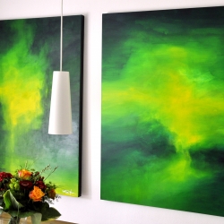 THE DARK SIDES OF YOUR EMERALD GREEN MOON. diptych 2018. 250 x 150 x 4,5 cm.