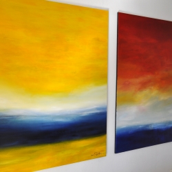 TIME IS DANCING FROM SUNSET TO SUNRISE II. triptych 2019. 380 x 150 cm