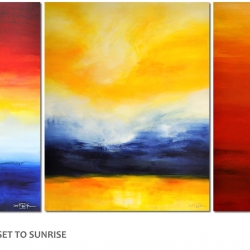 TIME IS DANCING FROM SUNSET TO SUNRISE. triptych 2017. 380 x 150 cm