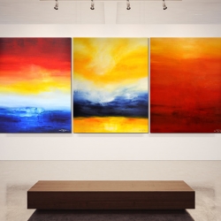 TIME IS DANCING FROM SUNSET TO SUNRISE. triptych 2017. 380 x 150 cm