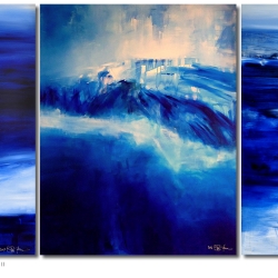 SEA AND SKY AND MELANCHOLIA AT THE END OF SUMMER II. triptych 2017. 380 x 150 cm