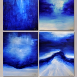 DEEP BLUE DAYS DOWN BY THE SEA. quadriptych 2019. vertical hanging: 320 x 150 cm