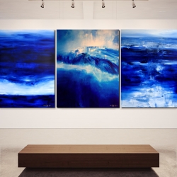 SEA AND SKY AND MELANCHOLIA AT THE END OF SUMMER II. triptych 2017. 380 x 150 cm
