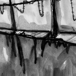 DIE MAUER. THE WALL. 2008. ink and charcoal on paper. 33 x 24 cm. drama illustration