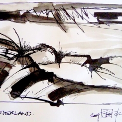 FATHERLAND/VATERLAND. 2009. ink and ink brush on handmade canvas. 30 x 21 cm