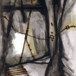 GIFTIGE WETTER. WHITE DAMP. 2006. acryl, ink and charcoal on paper. 33 x 24 cm. drama illustration