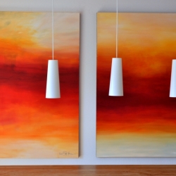 FROM THE FIRST PROMISING LIGHT TO THE VERY LAST LIGHT. triptych 2020. 380 x 150 cm . 149,6 x 59,1 inche