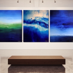 SEA AND SKY AND MELANCHOLIA AT THE END OF SUMMER. triptych 2016/17. 380 x 150 cm