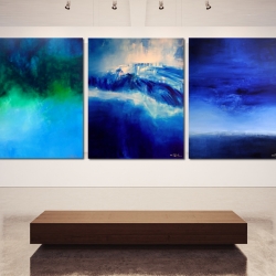 SEA AND SKY AND MELANCHOLIA AT THE END OF SUMMER. triptych 2016. 380 x 150 cm