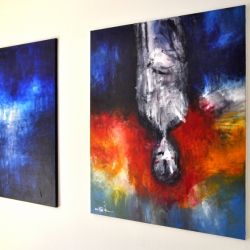 FROM FEAR TO LOVE. triptych 2013. center and right part on the wall