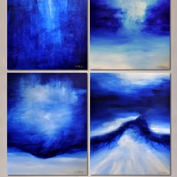 DEEP BLUE DAYS DOWN BY THE SEA. quadriptych 2019. vertical hanging: 320 (h) x 260 (w) cm