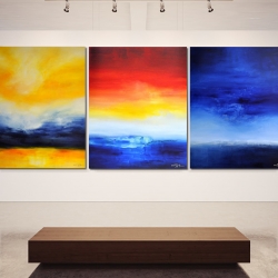 TIME IS DANCING FROM SUNSET TO SUNRISE. triptych 2016/2017. 380 x 150 cm