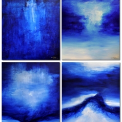 DEEP BLUE DAYS DOWN BY THE SEA. quadriptych 2019. vertical hanging: 320 x 260 cm