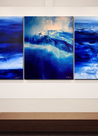 SEA, SKY AND MELANCHOLIA AT THE END OF SUMMER II. triptych 2017. 380x150 cm / 149,6x59,1 in. oil and acrylic on canvas