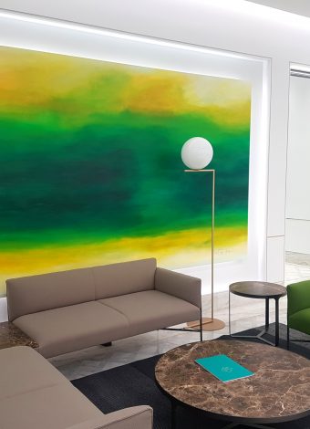 OF LOVE AND HOPE AT THE END OF SUMMER. commissioned work for the City of London. 2018. 400x230 cm / 157.5x90.6 in. oil and acrylic on canvas