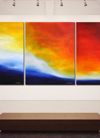 WAITING FOR YOU ON PRISTINE SHORES II. triptych 2022. 380x150 cm / 149.6x59.1 in. oil and acrylic on canvas