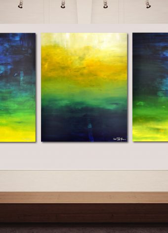 AFTER THE RAIN HAS FALLEN. triptych 2020. 380x150 cm / 149,6x59,1 in. oil and acrylic on canvas
