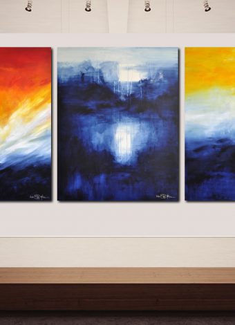THE SLEEPLESS LONGING FOR THE DISTANT II. triptych 2020. 380x150 cm / 149,6x59,1 in. oil and acrylic on canvas