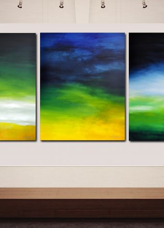 LATE SUMMER IN THE HAMPTONS. triptych 2021. 380x150 cm / 149,6x59,1 in. oil and acrylic on canvas