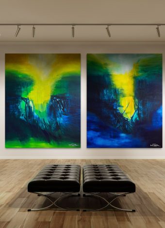 LOVE, HOPE AND THE BITTERSWEET RAIN. diptych 2024. 260x150 cm / 102,4x59,1 in. oil and acrylic on canvas