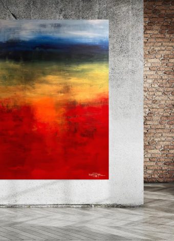 WHEN THE LAST SUN SINKS INTO THE RED. 2024. 150x120 cm / 59.1x47.2 in. oil and acrylic on canvas