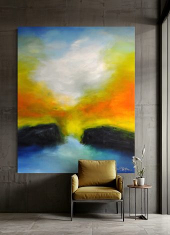 BEFORE TWILIGHT KISSES THE SHORELINE. 2022. 150x120 cm / 59,1x47,2 in. oil and acrylic on canvas