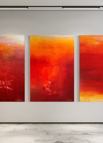 THE DAY LIGHT WAS MADE. triptych 2026. 310x120 cm / 122x47.2 in. acrylic and oil on canvas