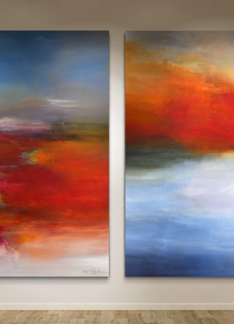 BETWEEN A LAUGH AND A CRY. diptych 2024. 250x150 cm / 98,4x59,1 in. oil and acrylic on canvas