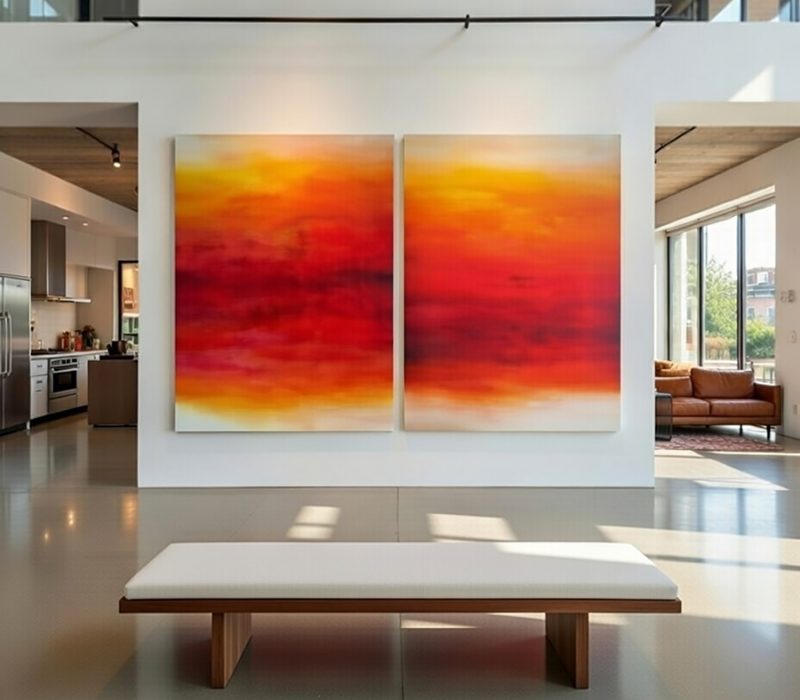 UNDER A RAGING MOON. large-scale diptych 2018. oil and acrylic on canvas. 250 x 150 cm. 102.4 x 59.1 in.