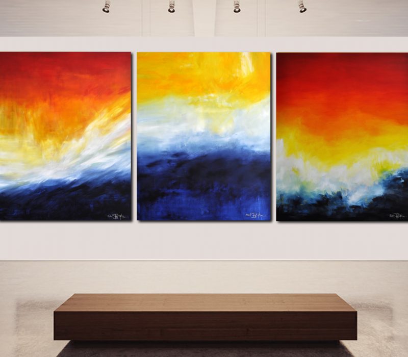 WHEN WE WERE YOUNG AND BEAUTIFUL. large-scale triptych 2022. oil and acrylic on canvas. 390 x 150 cm. 153.5 x 59.1 in.