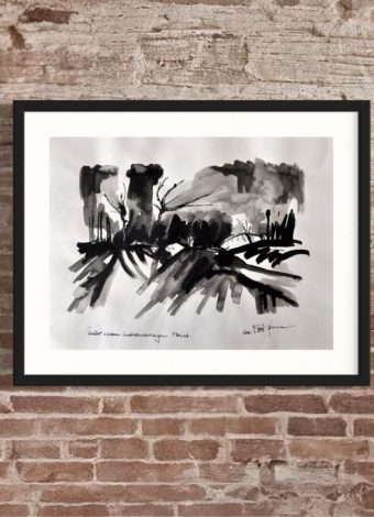 UNDER A RAGING MOON. 2010. 42x30 cm/ 16.5x11.8 in. ink, graphite and charcoal on heavy handmade paper