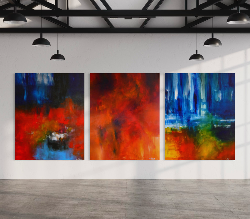 A WAR TO END ALL WARS II. large-scale triptych 2014. oil and acrylic on canvas. 390 x 150 cm. 153.5 x 59.1 in.