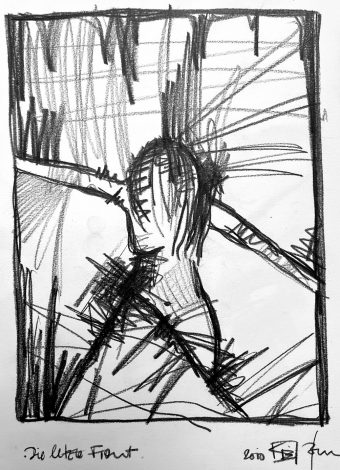 THE LAST FRONT. 2010. 42x30 cm/ 16.5x11.8 in. ink, graphite and charcoal on heavy handmade paper