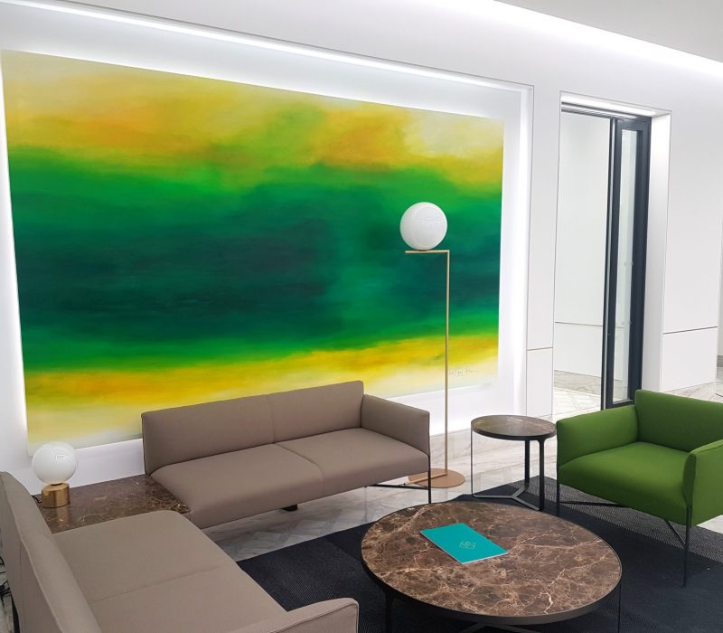 OF LOVE AND HOPE AT THE END OF SUMMER. 2018. acrylic and oil on canvas. large-scale commission work (City Of London). 350 x 210 cm. 138 x 85 in.