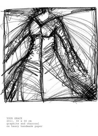 YOUR GRACE. 2011. 30x30 cm/ 11.8x11.8 in. ink, graphite and charcoal on heavy handmade paper