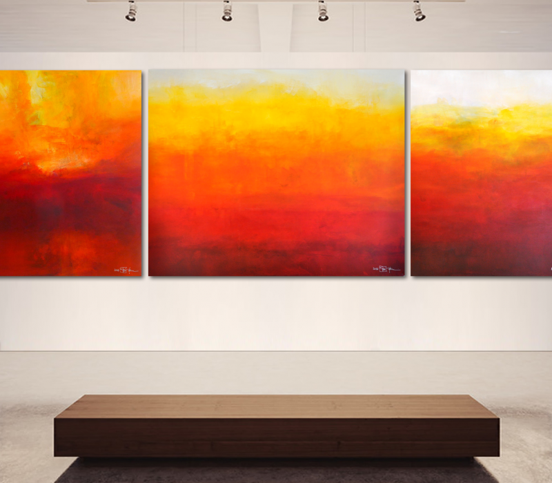 THE GENTLE ABSTRACTION OF LIGHT. large-scale triptych 2016. oil and acrylic on canvas. 370 x 120 cm. 145.7 x 47.2 in.