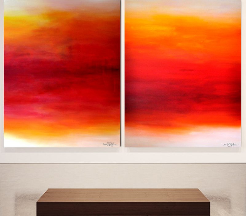 UNDER A RAGING MOON. large-scale diptych 2018. oil and acrylic on canvas. 250 x 150 cm. 102.4 x 59.1 in.