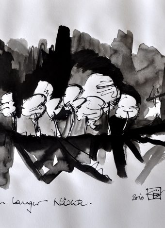 AMID LONG NIGHTS. 2010. 42x30 cm/ 16.5x11.8 in. ink, graphite and charcoal on heavy handmade paper