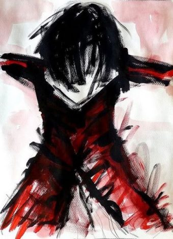 RED AS SNOW. 2008. acrylic, ink and graphite on paper. 40 x 32 cm / 15.7 × 12.6 in