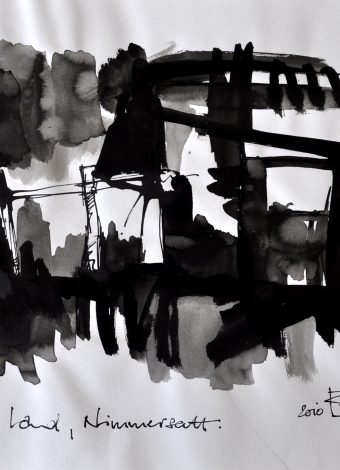 NEVER SATISFIED. 2010. 42x30 cm/ 16.5x11.8 in. ink, graphite and charcoal on heavy handmade paper