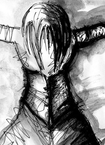 JUDITH. 2008. ink and charcoal on paper. 35 x 29 cm. drama illustration